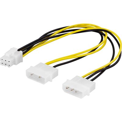 Deltaco SSI-45 Stromkabel - 0,25m - 2x4-polig zu 6-poligem - Interne Deltaco SSI-45 Stromkabel - 0,25m - 2x4-polig zu 6-poligem - Interne