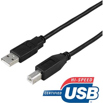 Deltaco USB 2.0 A/B Kaapeli - 0,5 m - Musta Deltaco USB 2.0 A/B Kaapeli - 0,5 m - Musta