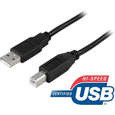 Deltaco USB-kabel - 3m - Svart - USB 2.0 - Typ A till B Deltaco USB-kabel - 3m - Svart - USB 2.0 - Typ A till B