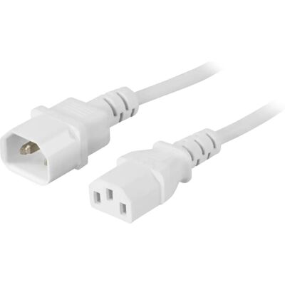 Deltaco DEL-112V Câble d'alimentation - 1m Blanc - IEC C14 à C13 Deltaco DEL-112V Câble d'alimentation - 1m Blanc - IEC C14 à C13