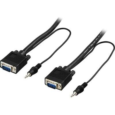 Deltaco RGB HD15 20m VGA + 3,5mm Kaapeli - Musta Deltaco RGB HD15 20m VGA + 3,5mm Kaapeli - Musta