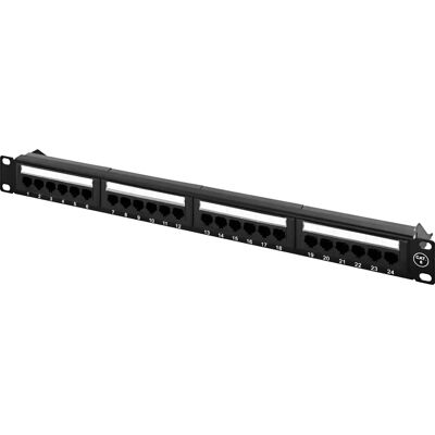 Deltaco Pan-112 Patch Panel - 24 RJ45, Cat6, 10Gbps - Musta Deltaco Pan-112 Patch Panel - 24 RJ45, Cat6, 10Gbps - Musta