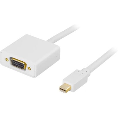 Deltaco Mini DisplayPort - VGA sovitin - 1m, Valkoinen Deltaco Mini DisplayPort - VGA sovitin - 1m, Valkoinen