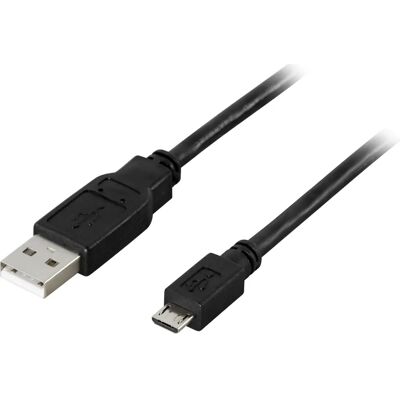 Deltaco USB 2.0 Micro-B Kabel - 1m Svart Deltaco USB 2.0 Micro-B Kabel - 1m Svart