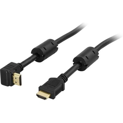 Deltaco HDMI-kaapeli - 5m, Musta, Kulmaliitin - HDMI Tyyppi A Deltaco HDMI-kaapeli - 5m, Musta, Kulmaliitin - HDMI Tyyppi A