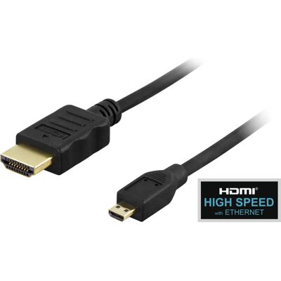Deltaco HDMI Kaapeli - Micro, 1m - Tukee 4K, Ethernet Deltaco HDMI Kaapeli - Micro, 1m - Tukee 4K, Ethernet