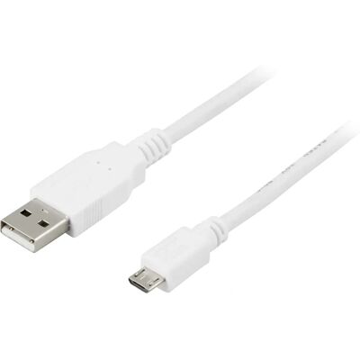 Deltaco USB-301W USB-kaapeli - Valkoinen - USB 2.0, 1m, Micro-USB B Deltaco USB-301W USB-kaapeli - Valkoinen - USB 2.0, 1m, Micro-USB B