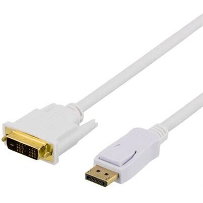 Deltaco Câble DisplayPort à DVI-D 2m Blanc Deltaco Câble DisplayPort à DVI-D 2m Blanc