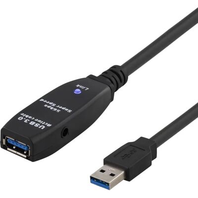 Deltaco USB-kabel - 5m, Svart, Stöder USB 3.2 Gen 1 Deltaco USB-kabel - 5m, Svart, Stöder USB 3.2 Gen 1