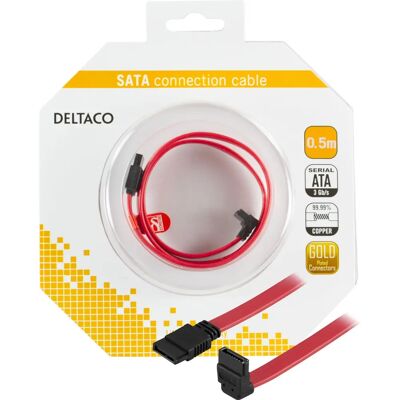 Deltaco SATA-05A-K - 0,5m SATA-kaapeli - Punainen Deltaco SATA-05A-K - 0,5m SATA-kaapeli - Punainen