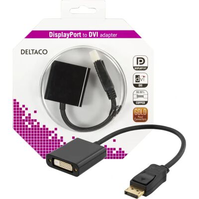 Deltaco DisplayPort DVI-I adapteri - 0,2m Musta Deltaco DisplayPort DVI-I adapteri - 0,2m Musta