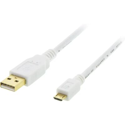 Deltaco Micro-100 USB-kaapeli - USB 2.0 - 1m - Valkoinen - Tiedonsiirto ja lataus Deltaco Micro-100 USB-kaapeli - USB 2.0 - 1m - Valkoinen - Tiedonsiirto ja lataus