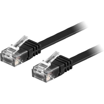 Deltaco Modell TP-615S-FL Platt Cat6 Nätverkskabel - 15m Svart Deltaco Modell TP-615S-FL Platt Cat6 Nätverkskabel - 15m Svart