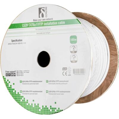 Deltaco TP-50C valkoinen 100m verkkokaapeli Cat6a F/FTP Deltaco TP-50C valkoinen 100m verkkokaapeli Cat6a F/FTP