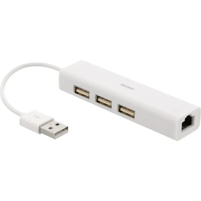 Deltaco USB2-LAN3 USB Netzwerkadapter - Weiß Deltaco USB2-LAN3 USB Netzwerkadapter - Weiß