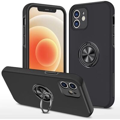 MTK iPhone 12 Hybrid Cover med Finger Ring - Sort MTK iPhone 12 Hybrid Cover med Finger Ring - Sort