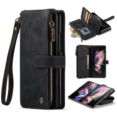 Samsung Galaxy Z Fold 3 - Nahkainen lompakkokotelo, useita korttipaikkoja - Musta Samsung Galaxy Z Fold 3 - Nahkainen lompakkokotelo, useita korttipaikkoja - Musta