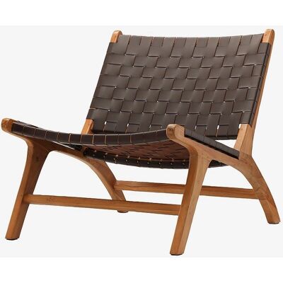 VIND Rike Lounge Stuhl - Braun - Teak / PU - Lounge Chair VIND Rike Lounge Stuhl - Braun - Teak / PU - Lounge Chair