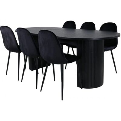 Bianca Modell Oval Esstisch-Set - Schwarz Bianca Modell Oval Esstisch-Set - Schwarz