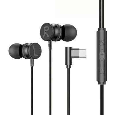 MTK USB-C kuulokkeet mikrofonilla Magneettiset in-ear pelikuulokkeet - Musta MTK USB-C kuulokkeet mikrofonilla Magneettiset in-ear pelikuulokkeet - Musta