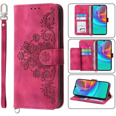 MTK Galaxy A16 5G / A16 4G Blomstermønster Lommebogscover - Rød MTK Galaxy A16 5G / A16 4G Blomstermønster Lommebogscover - Rød