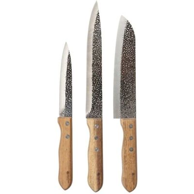 Rustikt knivset Bercato - 3 delar - Rostfritt stål & Akaciaträ Rustikt knivset Bercato - 3 delar - Rostfritt stål & Akaciaträ