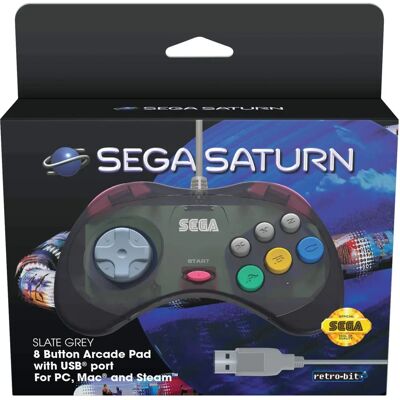 Retro-Bit SEGA Saturn USB 8-Tasten Arcade-Controller - Graphitgrau Retro-Bit SEGA Saturn USB 8-Tasten Arcade-Controller - Graphitgrau