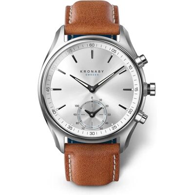 Kronaby SEKEL Hybrid Smartwatch - Silver, Leather, 43mm Kronaby SEKEL Hybrid Smartwatch - Silver, Leather, 43mm