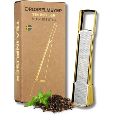 Drosselmeyer Edelstahl-Teesieb und Löffel - Elegantes schwedisches Design Gold Drosselmeyer Edelstahl-Teesieb und Löffel - Elegantes schwedisches Design Gold