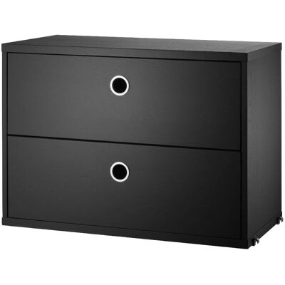 String Furniture Cabinet With Two Drawers 58x42x30 cm - Black Stained Ash - Skab String Furniture Cabinet With Two Drawers 58x42x30 cm - Black Stained Ash - Skab