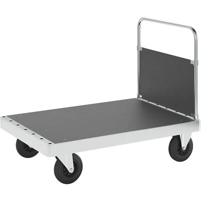 Carrello piattaforma zincato Kongamek alto 960mm con maniglia e piano di carico 1140x800mm MDF senza freno Carrello piattaforma zincato Kongamek alto 960mm con maniglia e piano di carico 1140x800mm MDF senza freno