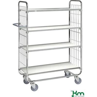 Carrello da utilità Kongamek - 4 ripiani, 1395x470x1590mm, Giallo, Zincato Carrello da utilità Kongamek - 4 ripiani, 1395x470x1590mm, Giallo, Zincato