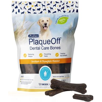 SwedenCare PlaqueOff Tuggben - Kyckling och Pumpa Smak - Hundtugg - 13 Ben SwedenCare PlaqueOff Tuggben - Kyckling och Pumpa Smak - Hundtugg - 13 Ben