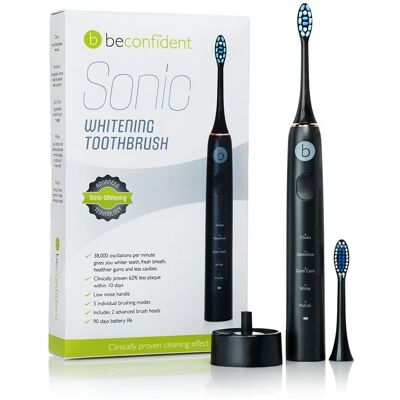 Escova de dentes elétrica de branqueamento Sonic Beconfident - Preto/ouro rosa - Escova elétrica Escova de dentes elétrica de branqueamento Sonic Beconfident - Preto/ouro rosa - Escova elétrica