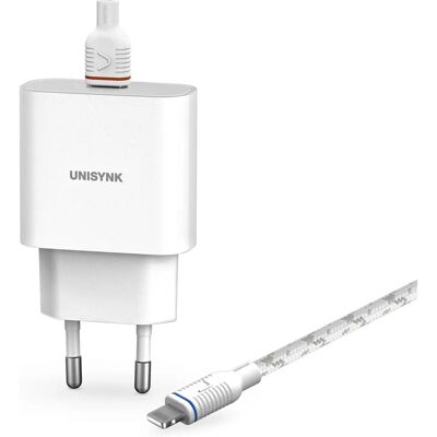 Chargeur Appareil Mobile Unisynk 10388 - Charge Rapide, USB-C, Blanc - Publicité Chargeur Appareil Mobile Unisynk 10388 - Charge Rapide, USB-C, Blanc - Publicité