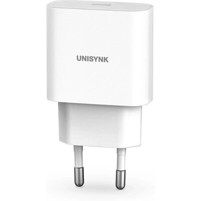 Chargeur Mobile Unisynk 10389 - Charge Rapide, USB-C 20W, Blanc - Publicité Chargeur Mobile Unisynk 10389 - Charge Rapide, USB-C 20W, Blanc - Publicité