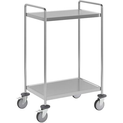 Carrello in Acciaio Inox Kongamek - 2 Ripiani, 625x415mm, Ruote in Gomma, Frizione Carrello in Acciaio Inox Kongamek - 2 Ripiani, 625x415mm, Ruote in Gomma, Frizione