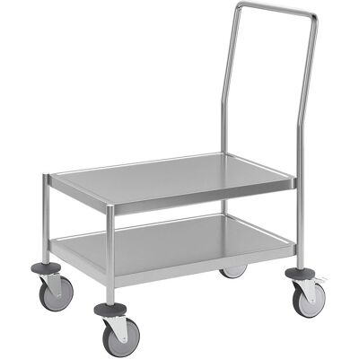 Kongamek Edelstahl Plattformwagen - 2 Etagen 620x340mm Gummibereifung und Bremse Kongamek Edelstahl Plattformwagen - 2 Etagen 620x340mm Gummibereifung und Bremse