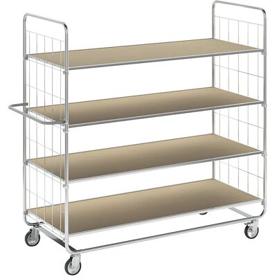 Carrello impilabile Kongamek Serie 8000-L con 4 ripiani superficie 1000x425mm con freno Carrello impilabile Kongamek Serie 8000-L con 4 ripiani superficie 1000x425mm con freno