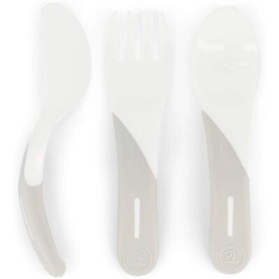 Cubertería de aprendizaje Twistshake Blanca - 3 piezas para 6m+ Cubertería de aprendizaje Twistshake Blanca - 3 piezas para 6m+