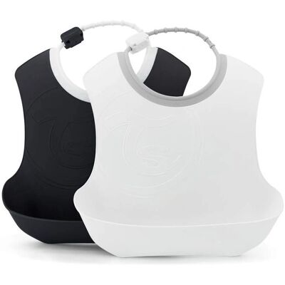 Bavoirs Twistshake avec Poche - Noir & Blanc Bavoirs Twistshake avec Poche - Noir & Blanc