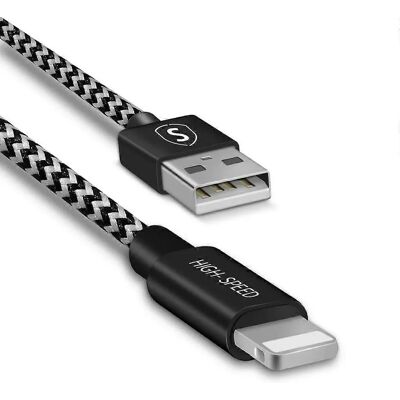 SiGN Skin Lightning Câble - 1.5m Noir/Blanc - Câble de chargement - Publicité SiGN Skin Lightning Câble - 1.5m Noir/Blanc - Câble de chargement - Publicité