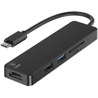 SiGN 5-in-1 USB-C Adapter - Musta - HDMI 4K MicroSD SiGN 5-in-1 USB-C Adapter - Musta - HDMI 4K MicroSD