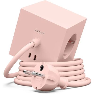 Avolt Square 1 Strømforsyning - Rosa, 3 uttak, 2 USB-C, 1.8m Avolt Square 1 Strømforsyning - Rosa, 3 uttak, 2 USB-C, 1.8m