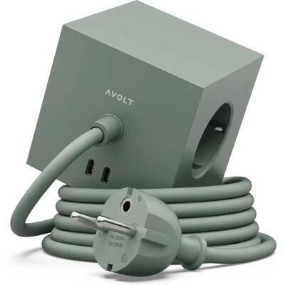 Multiprise Avolt Square 1 - 3 Prises, USB-C, 1.8m Vert - Publicité Multiprise Avolt Square 1 - 3 Prises, USB-C, 1.8m Vert - Publicité