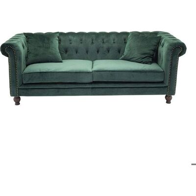 Canapé Velours 3 Places - Vert, Design Chesterfield Élégant - Publicité Canapé Velours 3 Places - Vert, Design Chesterfield Élégant - Publicité