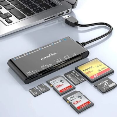 NÖRDIC USB-A Muistikortinlukija 7 Paikkaa - Tukee 2TB, 5 korttia, UHS-I NÖRDIC USB-A Muistikortinlukija 7 Paikkaa - Tukee 2TB, 5 korttia, UHS-I