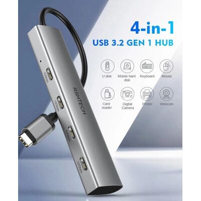 Nördic Gen2 3.2 USB-C 4-Port Hub - USB-C Laajennus Nördic Gen2 3.2 USB-C 4-Port Hub - USB-C Laajennus