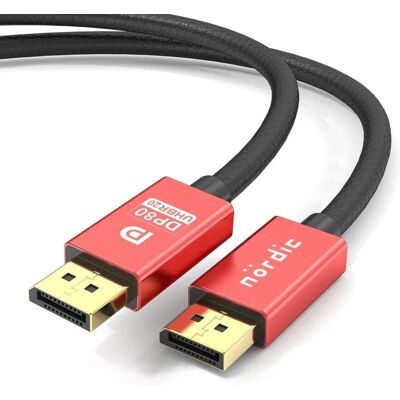 NÖRDIC 3m nylon DisplayPort 2.1 kaapeli - 80Gbps HDR G-Sync NÖRDIC 3m nylon DisplayPort 2.1 kaapeli - 80Gbps HDR G-Sync