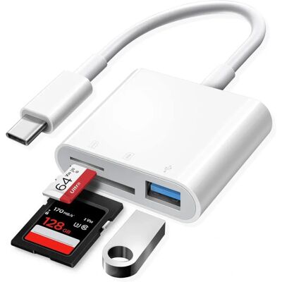NÖRDIC USB-C Kortinlukija - 2 paikkaa SD MicroSD UHS-I NÖRDIC USB-C Kortinlukija - 2 paikkaa SD MicroSD UHS-I